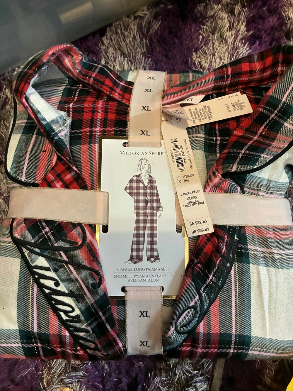 Victoria's Secret Red and Black Plaid Flannel Pajama Set